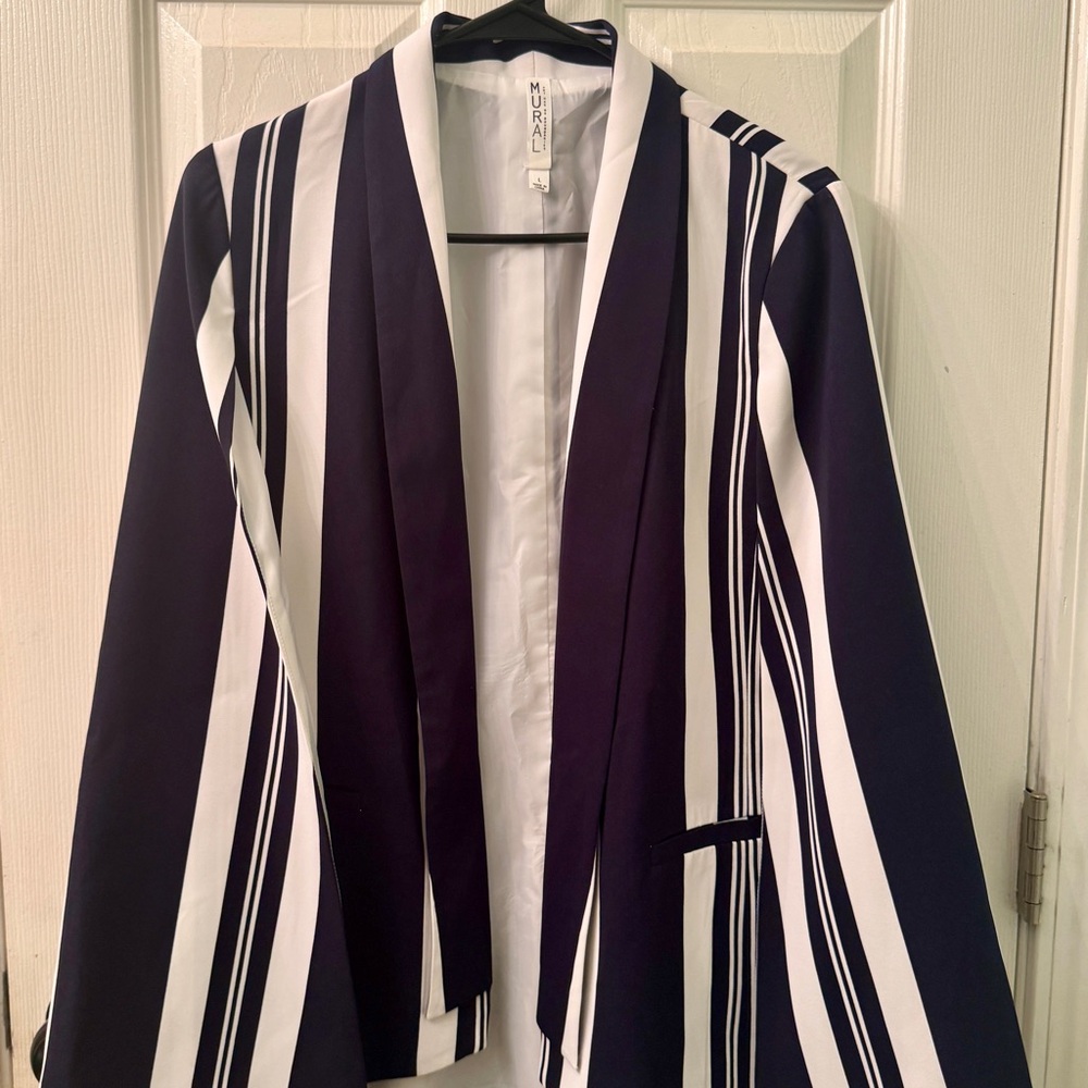 Mural Navy and White Cape Blazer